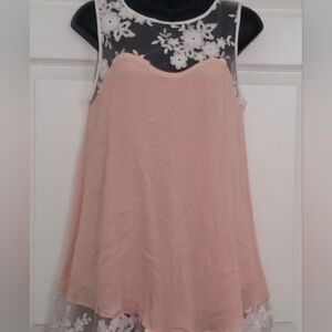 Paper crane long tunic sleeveless tank M ptp ~17"